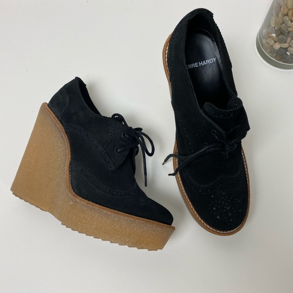 Pierre Hardy Wingtip Black Oxford Platform Wedge 7 - Picture 4 of 8